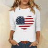 4th of July Outfits for Women Funny American Flag Summer Tops 3/4 Sleeve Graphic Tees Red White and Blue Tshirts Dressy Causal Blouses Cute Patriotic USA Shirts view 2