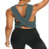 Bestisun Backless Dance Tops Running Yoga Sports Active Tanks DeepGreen XL view 1