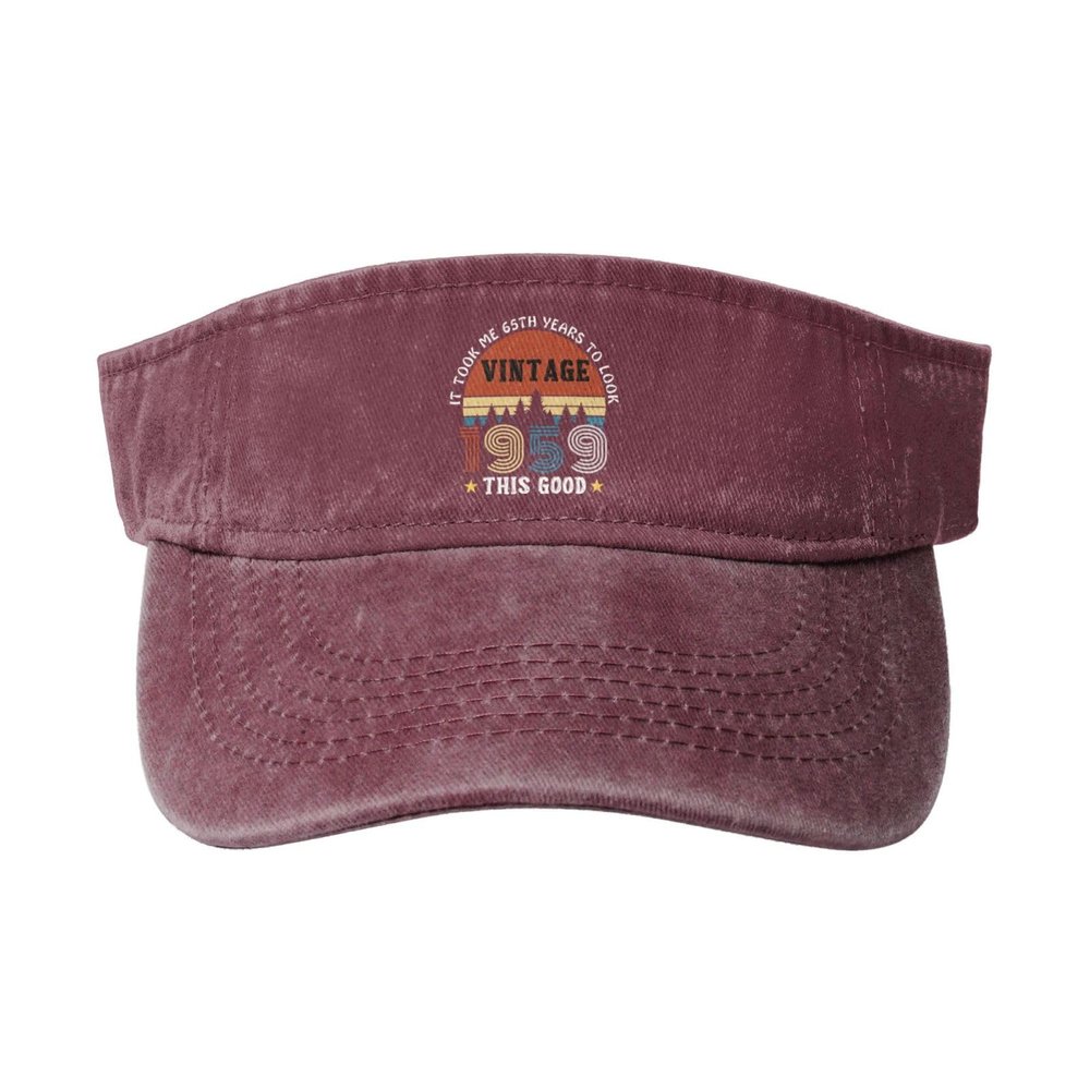 65th Birthday Gifts 1959 Visor Cap Adjustable Sport Empty Top Baseball Sun Cap for Men Women Sports Outdoor Hats Red160