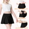 QooNoo Girls Tennis Skirt Athletic Running Shorts for Kids Teen High Waisted Golf Skort with Pockets Casual Workout (Black,Small) view 3