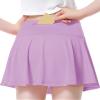 QooNoo Girls Tennis Skirt Athletic Running Shorts for Kids Teen High Waisted Golf Skort with Pockets Casual Workout (Lavender,Large) view 2