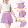 QooNoo Girls Tennis Skirt Athletic Running Shorts for Kids Teen High Waisted Golf Skort with Pockets Casual Workout (Lavender,Large) view 3