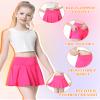QooNoo Girls Tennis Skirt Athletic Running Shorts for Kids Teen High Waisted Golf Skort with Pockets Casual Workout (Hot Pink,Medium) view 4