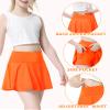 QooNoo Girls Skirts Tennis Skirt Athletic Skorts for Kids with Pocket Inner Shorts for Sports Golf Running Skirt 4-14Y(Orange,Large) view 4