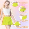 QooNoo Girls Tennis Skirt Athletic Running Shorts for Kids Teen High Waisted Golf Skort with Pockets Casual Workout (Neon Green,X-Large) view 4