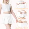 QooNoo Girls Skirts Tennis Skirt Athletic Skorts for Kids with Pocket Inner Shorts for Sports Golf Running Skirt 4-14Y(White,X-Small) view 4