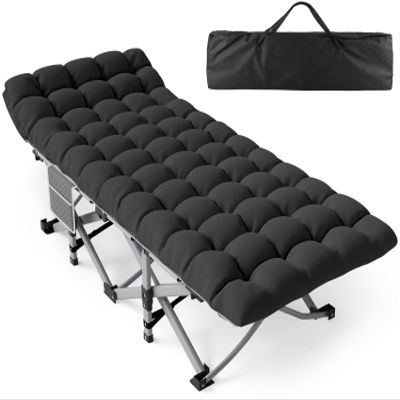 ZENPETIO Camping Cot for Adults, Heavy-Duty Portable Cot Bed with Mattress, Foldable Padded Sleeping Cots for Camping Travel Tent Day Bed Outdoor & Home Guest, Max Load 500 LBS, 75x28x15