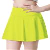 QooNoo Girls Tennis Skirt Athletic Running Shorts for Kids Teen High Waisted Golf Skort with Pockets Casual Workout (Neon Green,X-Small) view 2
