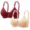 2 Pcs Wireless Bra for Womens Solid Color Plus Size Bras Full Coverage Push up Everyday Bra Breathable Daily Bralette view 1