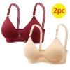 2 Pcs Wireless Bra for Womens Solid Color Plus Size Bras Full Coverage Push up Everyday Bra Breathable Daily Bralette view 2