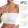 3 Pack Bandeau Bra for Women Stretch Non Padded Tube Top Bralette Strapless Non Slip Seamless Crop Top Basic Bra White view 2