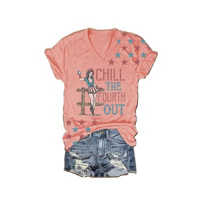 MOGUI Chill The Fourth Out Tshirt Chill The Fourth Out T Shirt Happy Fourth of July Shirt 4Th of July Tee Patriotic T-Shirt Pink, 5X-Large