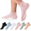 DIBAOLONG Pilates Socks with Grips for Women Yoga Socks Non Slip Barre Hospital 6-Pairs Grippy Ankle Socks view 3