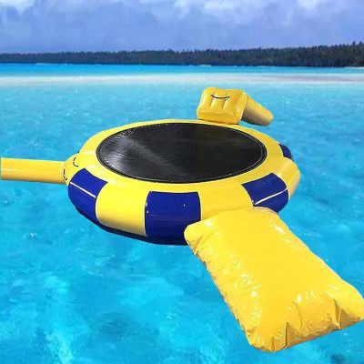 Hlixzoy Lake Water Trampoline, Water Park, Water Trampoline with Bouncing Slide Four-Piece Set, Water Inflatable Bouncing Trampoline, Trampoline Water Amusement Park,13ft