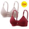 2 Pcs Wireless Bra for Womens Solid Color Plus Size Bras Full Coverage Push up Everyday Bra Breathable Daily Bralette view 2