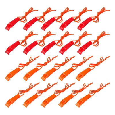 Eioflia 40 Pcs Emergency Safety Whistle Plastic Whistles Set with Lanyard,Red and Orange