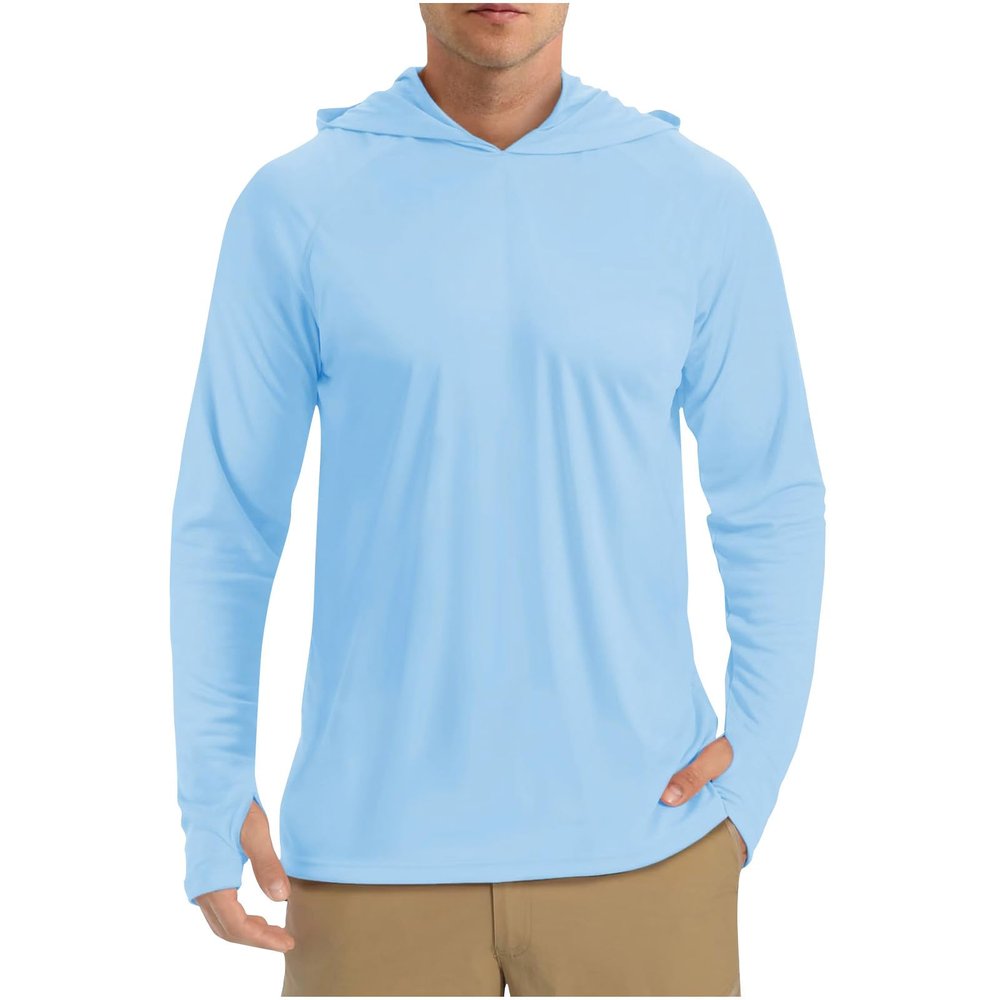 Generic Men UPF 50+ Sun Protection Hoodie Shirt Long Sleeve UV SPF Quick Dry T-Shirts Rash Guard Athletic Fishing Outdoor Lightweight, Small