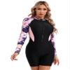 TiaoBug Boyleg Swimsuits for Women Long Sleeve One Piece Swimwear UV Rash Guard Bathing Suit Monokin Pink E X-Large view 3