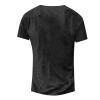 WENKOMG1 Mens Pirate Shirt Short Sleeve Distressed Summer V Neck Tees Retro Style Medieval Lace Up Henley Shirt, Polo Shirt for Men T Shirts Mens Golf Shirts Hawaiian Shirt(A Black,Medium) view 3