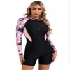 TiaoBug Boyleg Swimsuits for Women Long Sleeve One Piece Swimwear UV Rash Guard Bathing Suit Monokin Pink E Large view 1