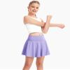 QooNoo Girls Skirts Tennis Skirt Athletic Skorts for Kids with Pocket Inner Shorts for Sports Golf Running Skirt 4-14Y(Lavender,Medium) view 4