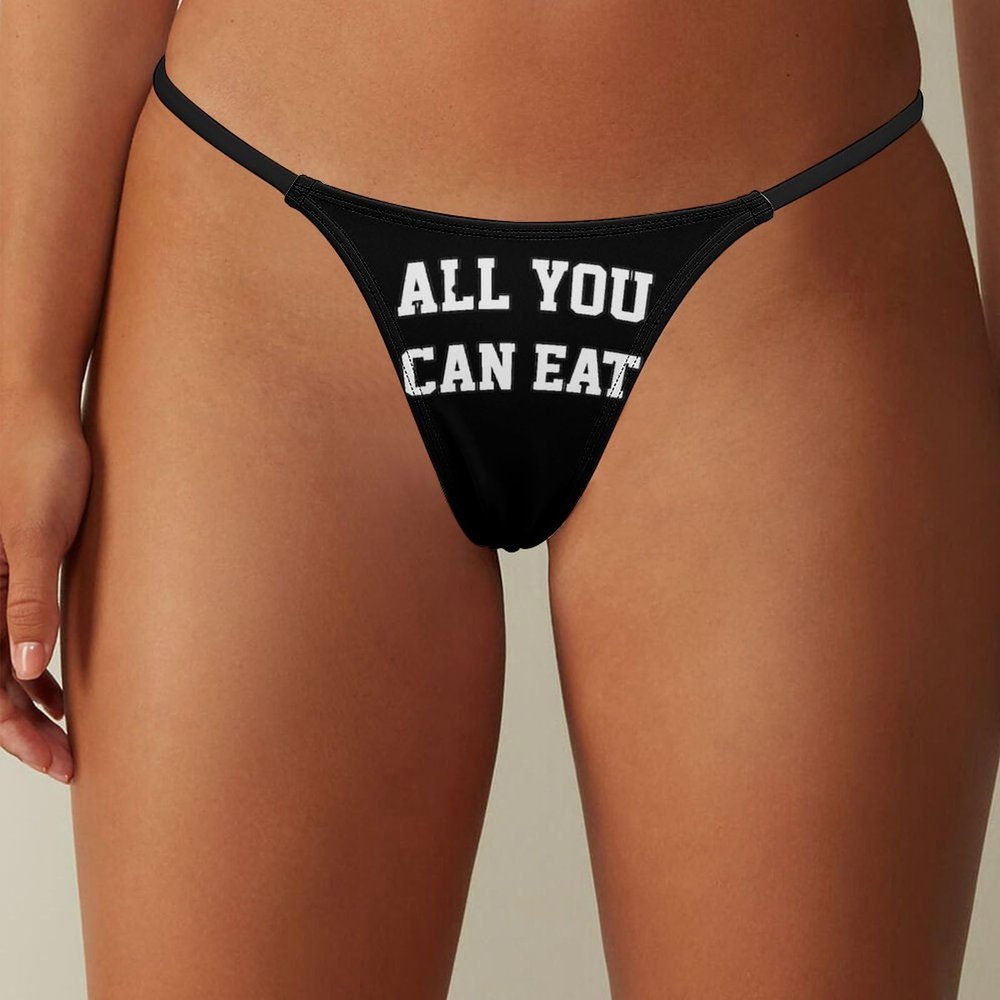 All You Can Eat Women's G-String Sexy Thong Stretch T-Back Printed Underwear Panties, Small