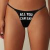 All You Can Eat Women's G-String Sexy Thong Stretch T-Back Printed Underwear Panties, Small view 1