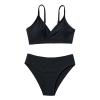 NineFit Basics Toddler Baby Girls 4th of July Swimsuit American Flag Tank Tops + Stripe Shorts Bikini Set (Black, 14-16 Years) view 1