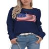 Allifewithu Women's American Flag Pullover Sweaters Long Sleeve Crew Neck Summer Ligthweight Sweater Navy Blue X-Large view 1