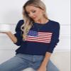 Allifewithu Women's American Flag Pullover Sweaters Long Sleeve Crew Neck Summer Ligthweight Sweater Navy Blue X-Large view 2