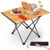 Biqissi Portable Camping Table, Compact Camping Side Table with Carrying Bag, Ultralight Aluminum Beach Table Folding for Hiking, Camping, Picnicking, BBQ, Outdoor Cooking (Wood Medium 22") view 1