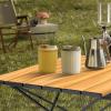 Biqissi Portable Camping Table, Compact Camping Side Table with Carrying Bag, Ultralight Aluminum Beach Table Folding for Hiking, Camping, Picnicking, BBQ, Outdoor Cooking (Wood Medium 22") view 2