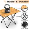 Biqissi Portable Camping Table, Compact Camping Side Table with Carrying Bag, Ultralight Aluminum Beach Table Folding for Hiking, Camping, Picnicking, BBQ, Outdoor Cooking (Wood Medium 22") view 4
