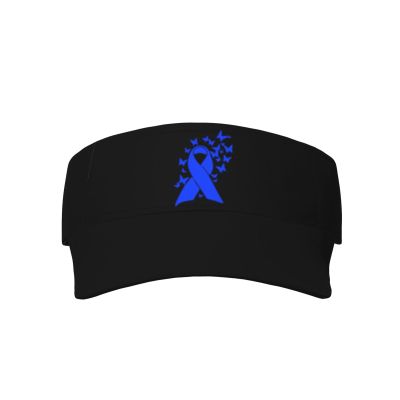 Blue Ribbon Colorectal Cancer Awareness Visor Hats Novelty Adjustable Sport Sun Visor Cap Empty Top Baseball Hat for Men and Women