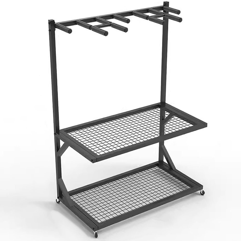 LZMZMQ 25pcs Badminton Rackets Display Storage Rack, Garage Gym Schools Retail Store Tennis Racquets Holder Stand with Movable Wheels, Racquet Sport Equipment Organizer Cart