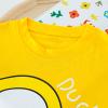 AMIMOJY Baby Boy Summer New Clothes Cartoon Duck Prints T Shirt Crewneck Tops Cute Shorts Set Girls Cotton Outfit 2Pcs, 100, Yellow view 3