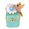 SASKATE Hand Painted Bird Figurine Jewelry Box, Hinged Mini Enamel Hummingbird Trinket Box for Rings, Earrings, Necklaces, Home Decor & Jewelry Organizer (Blue) view 2