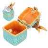 SASKATE Hand Painted Bird Figurine Jewelry Box, Hinged Mini Enamel Hummingbird Trinket Box for Rings, Earrings, Necklaces, Home Decor & Jewelry Organizer (Blue) view 4