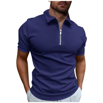 WENKOMG1 Mens Quarter Zip Polo Shirt Solid Spread Collar Slim Fit Pullovers Short Sleeve Summer Casual Jerysey Shirt, Polo Shirt for Men T Shirts Mens Golf Shirts Hawaiian Shirt(Dark Blue,Small)