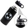 32 oz Soccer Water Bottle with Straw, Wide Mouth Sports Flask Metal Travel Tumbler with 2 Lids, Stainless Steel Double Wall Vacuum Insulated Leakproof Thermo Water Bottles, Soccer Gifts for Boys Girls view 2