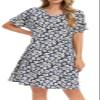 Kabento Nightgowns for Women Cotton Sleep Shirts Short Sleeve Sleepwear, Daisy, Small view 3