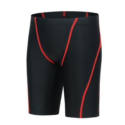 Xioker Boy Square Legs Swim Jammer with UPF50+,Youth Boy Jammer Swimming Shorts for Training(Red Lines XL)