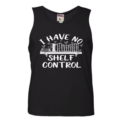 Medium Black Mens I Have No Shelf Control Funny Book Lovers Reading Sleeveless Tank Top T-Shirt