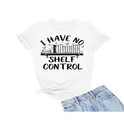 4X-Large White Mens I Have No Shelf Control Funny Book Lovers Reading T-Shirt