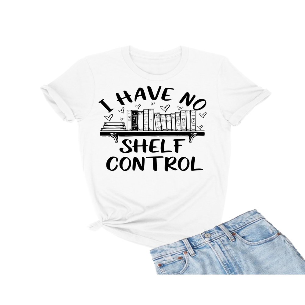 4X-Large White Mens I Have No Shelf Control Funny Book Lovers Reading T-Shirt