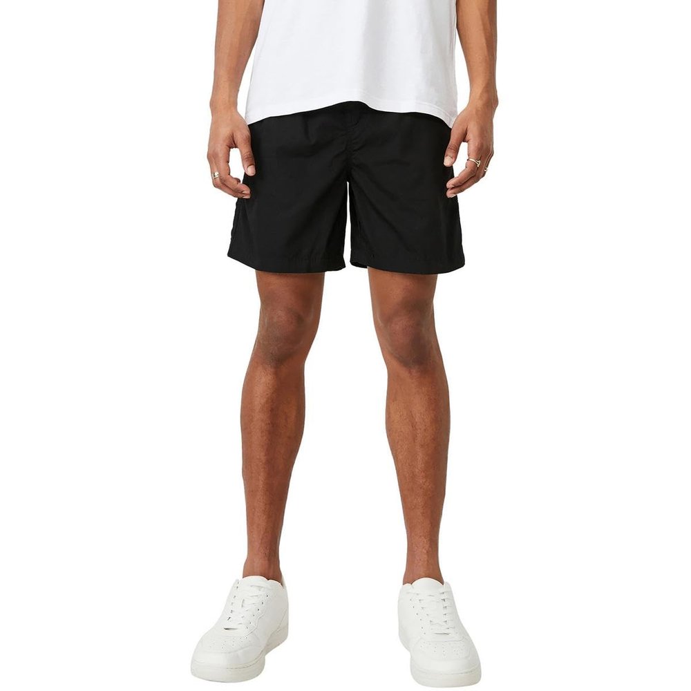 COTTON ON Mens Drawstring Hem Polyester Casual Shorts Black S
