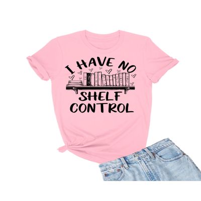 4X-Large Pink Mens I Have No Shelf Control Funny Book Lovers Reading T-Shirt