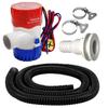3/4 Inch Outlet Dia Bilge Pump Kit, 6.5 ft Hose, 12v 750 GPH Water Pump, Premium Quality Kinkfree Flexible PVC Hose, Package Include Thru Hull Fitting and 2 Stainless Steel Clamps view 1