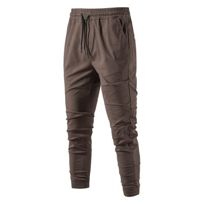 Men's Casual Cargo Joggers Trousers Gym Workout Running Sweatpants Stretch Slim Fit Tapered Leg Drawstring Tracksuit Bottoms with Side Pockets (Brown,Large)