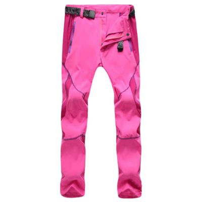 Men's Outdoor Casual Hiking Climbing Pants Multi-Functional Lightweight Quick Dry Windproof Waterproof Camping Trekking Mountain Softshell Pants with Zipper Pockets(Pink,29)